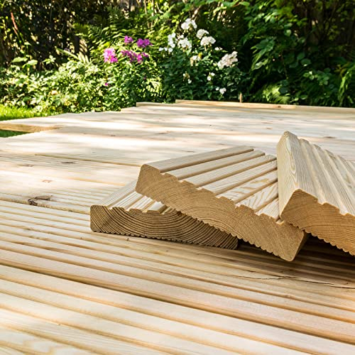 HOME DELUXE - Lame de terrasse en bois mélèze ARIS - 4 m², sous-construction et matériel de montage inclus I Sol de terrasse Bord de piscine Revêtement de balcon