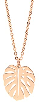 Nuoli® Blatt Kette Rosegold Damen (45 + 5cm verstellbar) Halskette mit Monstera Schmuck Anhänger für Frauen & Mädchen, aus Edelstahl