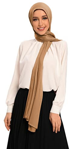 Txmout Hochwertige Jersey-Hijabs für Damen – Muslimische Schals aus Baumwolle, CAMEL, Medium