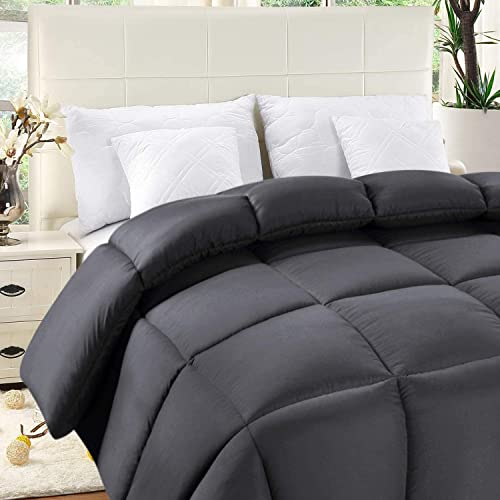 ComfyWell Doppelbettdecke, Bettdecke, Tagesdecke, Decken und Sets, 2 Kissenbezüge, warm und antiallergen, für alle Jahreszeiten, ohne Decken, Überwurf für Bett (Doppelbett (200 x 200 cm), grau)