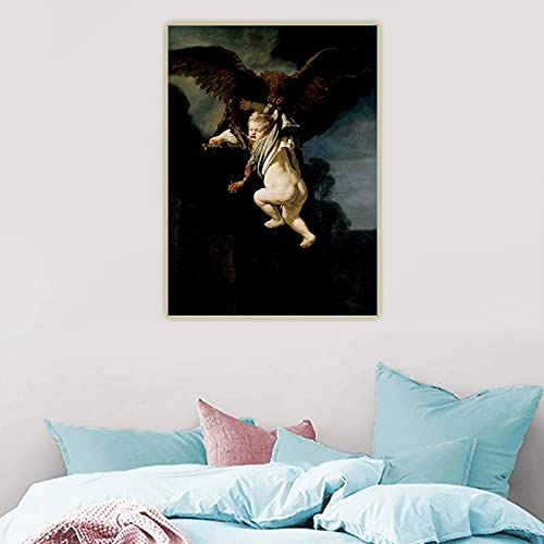 Leinwanddrucke《Die Entführung von Ganymed》Rembrandt Leinwand Kunst Ölgemälde Kunstwerk Poster Bild Wand Dekoration 40x55cm Rahmenlos