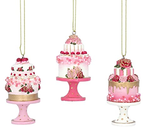 Gisela Graham Cupcake-Dekoration, Kunstharz, 3 Stück, verschiedene Designs