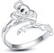 KINGWHYTE Koala-Ring, 925er Sterlingsilber, süßes Tier, Sterlingsilber, graviert, Koala, verstellbar, offener Wickelring für Mama-Geschenke, Koala-Geschenke