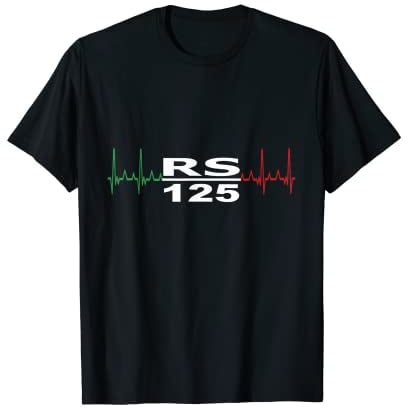 stewei design lustige & coole sprüche Aprilia RS 125 Motorrad Racing Italien Fahne Herzschlag T-Shirt für Erwachsene, Unisex, Schwarz, Klein, Kurzarm