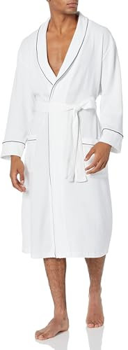 Amazon Essentials Herren Leichter Waffel-Bademantel (Erhältlich In Den Größen Schwer Und Groß), Weiß, 3XL Große Größen