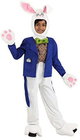 Fun Costumes Whimsical White Rabbit Kid's Costume, Blue Tailcoat Bunny Outfit