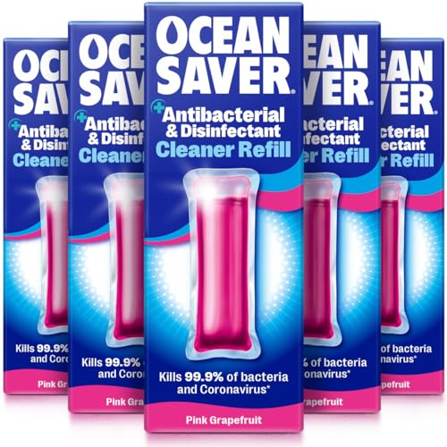 OceanSaver Antibacterial & Disinfectant Surface Cleaning Spray - 6x 9ml Refills | Powerful Just Add Water Multi-Surface Cleaner | Plastic-Free, Plant Based & Cruelty-Free | Pink Grapefruit Scent