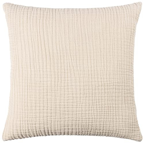 Yard Lark Cushion Cover (Natural, 45 x 45 cm) | Soft Minimalistic Textured Muslin Cotton Decorative Case