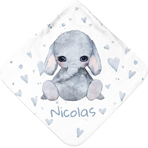Pictogogo Baby Badetuch | Babyhandtuch mit Kapuze | Kuscheliges Baby Kapuzenhandtuch mit süßem Tiermotiv für sanftes Abtrocknen nach dem Baden oder Schwimmen (Elefant)