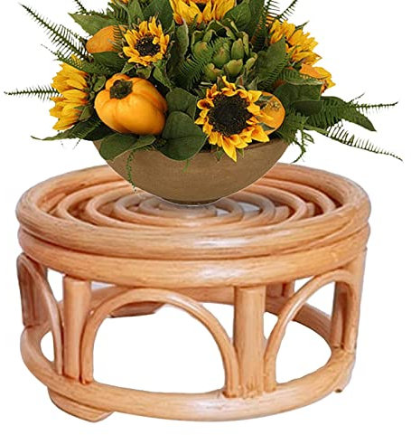 BIOTAT Kurzer Pflanzenständer - Geflochtener Rattan-Hochleistungs-Topfhalter | Blumenständer Halter Esszimmer Topflappen