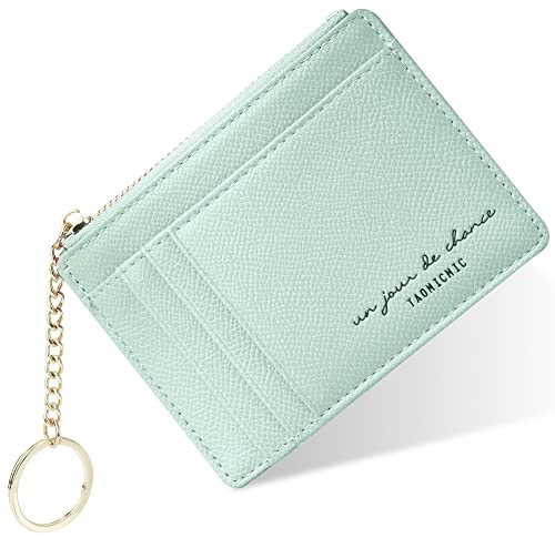URAQT Kreditkartenetui, minimalistisches Leder, schmal, Kleingeldbörse mit Reißverschluss, Münzbörse, Mini-Kreditkartenschutz, Schlüsselanhänger, Vordertasche, Brieftaschen für Damen und Herren