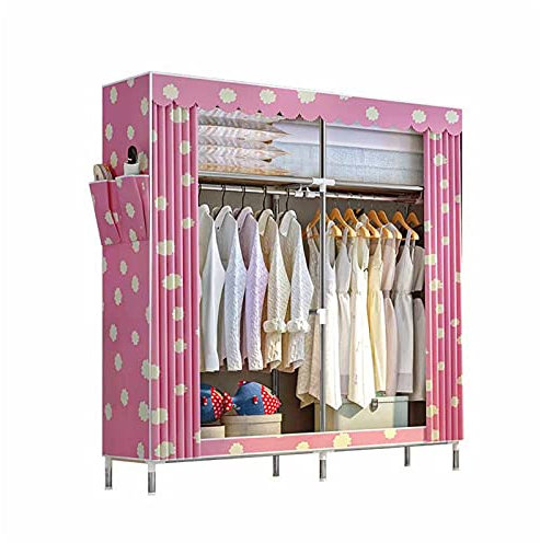 Offener Hängeschrank,großer tragbarer Stoff-Kleiderschrank,Schlafzimmer-Kleiderschrank-Organizer mit Seitentasche,Rosa/Blau,172 x 123 x 46 cm (Größe: 172 x 123 x 46 cm,Farbe: Rosa)