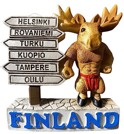 Helsinki Finnland Kreativer Elch Straßenschild Kühlschrank Magnet Reise Souvenir 3D Kühlschrank Dekoration Magnet Aufkleber Handwerk Kollektion
