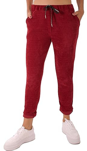 FASHION YOU WANT Damen Vintage Cordhose Hohe Taille Gerades Bein Hose Taschen Hose