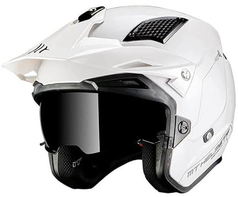 Casco MT District SV Solid Blanco | Casco de Moto Jet Trial | Helmets Unisex Hombre y Mujer (M)