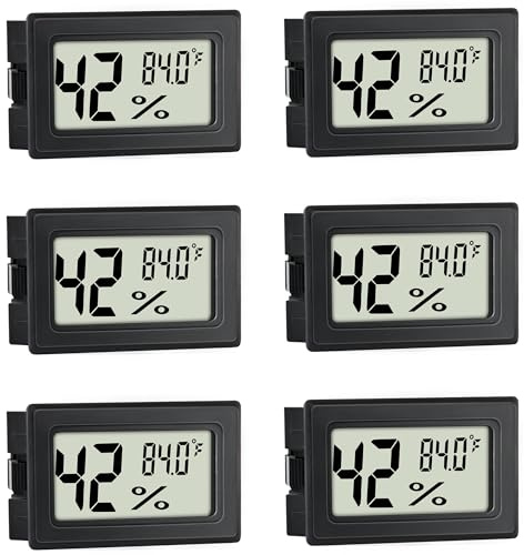 Mini Hygrometer Indoor Humidity Meter Hygrometer Thermometers 6 Pack Humidity Meters Gauge Hygrometer Mini Digital Thermometer Hygrometer with Fahrenheit (℉) for Humidors, Greenhouse, Garden, Cellar