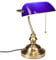 FIRVRE Blau Glas Banker Schreibtischlampe Vintage Classic American Tischleuchte Bronze Finish Basis E27 Kettenriemenschalter für Büro Bibliothek Studierzimmer Arbeitszimmer Schlafzimme