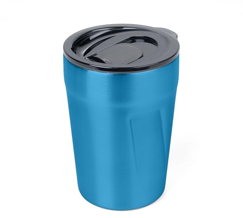 Thermobecher für Cappuccino, Latte Macchiato, Kaffee und andere Heißgetränke, – CUP-UCCINO – Doppelwand-Isolierung mit Vakuum – Fassungsvermögen: max. 300 ml (ca. 10 fl. oz.) – 304 Edelstahl – blau