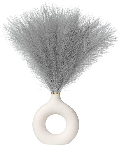 CALAMAANS Pampasgras,Faux Pampasgras18''/45CM,6 Stück künstliches Pampasgras Dekor für Vase Füller, Haus, Büro, Hochzeit und Veranstaltungen Dekor (Grau)