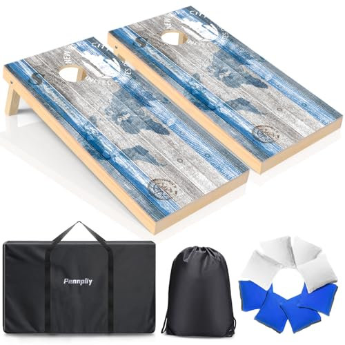 Cornhole Boards Set, 1,2 x 0,6 m Holz Cornhole Game Set mit Direktdruck