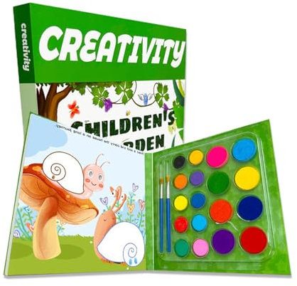 Kaizuca Fingerprint Drawing Book, Watercolor Painting Book 2 In 1, Comes With Brush, Powder and Ink Pad With 52 Pages of Finger Drawing Cards, 18 Pages of Gouache Painting, For Diy Painting and Gift