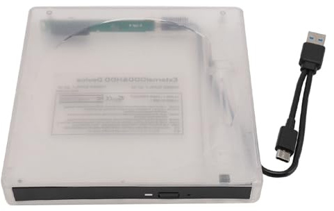Gugxiom Gehäuse für Optisches Laufwerk, Typ C USB 3.0, 5 Gbit/s, Durchsichtig, Externe CD-DVD-BD-Laufwerksbox, Kompatibel mit Laptop 12,7 Mm für, OS X