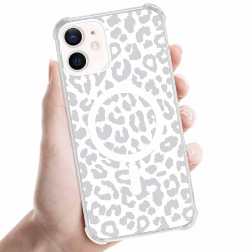 Foonary Transparent Cover Magnetic for iPhone 11 6.1,with Leopard Print Aesthetics Pattern Case Compatible with MagSafe Wireless Charging,Protective Bumper Soft Silicone TPU Cases