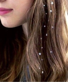 Haarschmuck Sterne Hair Charms Aufkleber Silberne Glitzer Steine 2 Sheet Pack