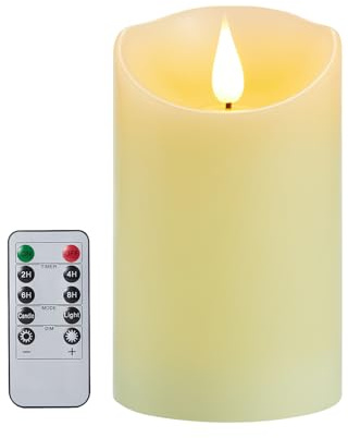 Koelaa LED-Kerze mit Fernbedienung, Echtwachs Elektrische Kerzen, 3D-Docht Flamme, Timer-Funktion – Rauchfreie Dekoration für Weihnachten, Party und Wohnzimmer - Batteriebetrieben - 7.5 * 15cm