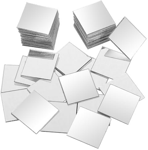100 Stück Kleiner Selbstklebende Spiegel zum Basteln-2,5 x 2,5cm Quadratische Spiegelfliesen-Mini Acryl Spiegel-für DIY Badezimmer Handwerksku