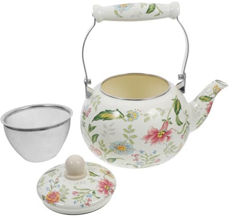 Cabilock Tetera De Esmalte Con Filtro Anticondensación Para Té y Café Capacidad Asa Antiescaldadura Estilo Chino Decorativa Para Hogar Oficina Hotel