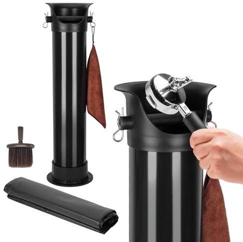 YAGEANNL Commercial Coffee Grounds Knock Box,Floor Standing Espresso Knock Box with Large Opening Grind Dump Collection Bin with Towel and Garbage Bags for Restaurants Home Kitchens Coffee Shop Bar