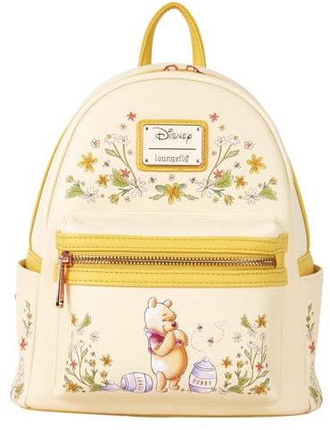 Loungefly Winnie the Pooh Eeyore Mini-Rucksack, Handtasche, Blumendruck, Doppelriemen, Schultertasche, Gelb, Puuh, Mini