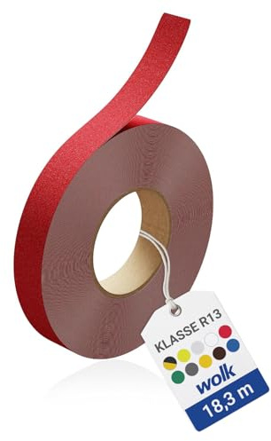 Antirutsch Klebeband R13 Rot 25 mm x 18,3 m – Selbstklebendes Anti Rutsch Band für Treppe & Außen – Antirutschband extrem robust – Rutschhemmer nach BGR 181