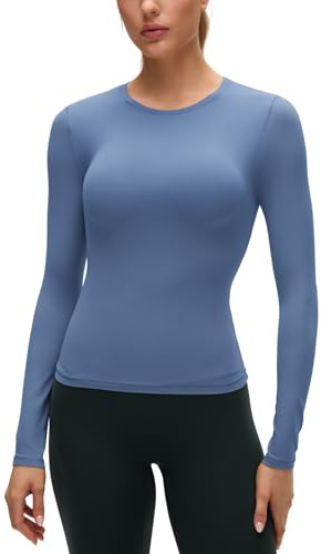 CRZ YOGA Softembrace Crewneck Long Sleeve Top | Workout, Ultra Soft, Tight Fit, Waist Length, Going Out Shirts for Women