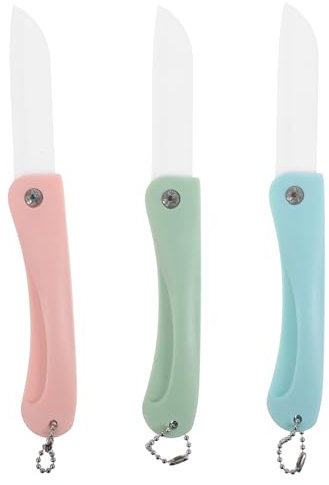 Cabilock Lot de 3 Couteaux Pliables en Céramique Couteau d'Office Éplucheur à L'Usure Outil Cuisine Portable pour Fruits et Légumes Utilisation Quotidienne