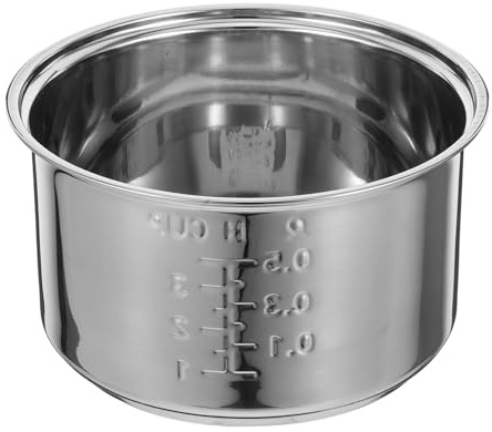 Ersatztopf für Reiskocher 1,6 L Edelstahl Silber | 17x17x9,5cm, 1,6 L Innenbehälter, Allgemein Kompatibel, Leicht zu Reinigen