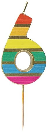 Talking Tables Zahl Sechs 6 Regenbogen-Geburtstagskerze für Kuchen Tortenaufsatz-Dekoration Premium-Qualität Zahlenkerzen Jubiläumsparty Meilensteinalter 5,5 cm Höhe recycelte Verpackung