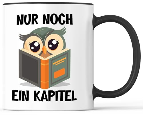 Tazza con scritta Noch ein Kapitel Buchcher Becher Lettura Lieratte Bücherworm – Divertente regalo – Tazza da caffè come idea regalo – Tazza da caffè 330 ml – Bianco/Nero