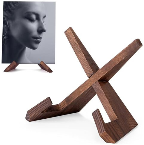 Schallplattenständer, Stilvoller Holz Schallplattenhalter, für Alben und Vinyl-Aufbewahrung, Kochbuchständer aus Holz, Staffeleien zur Präsentation von Bildern und Fotos (6,5 Zoll)