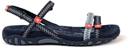 Izas Sandalias de Senderismo para Mujer Deportivas y Cómodas. Sandalias Planas de Verano para Trekking y Caminar de Diseño Ergonómico con 3 Ajustadores. Color Negro