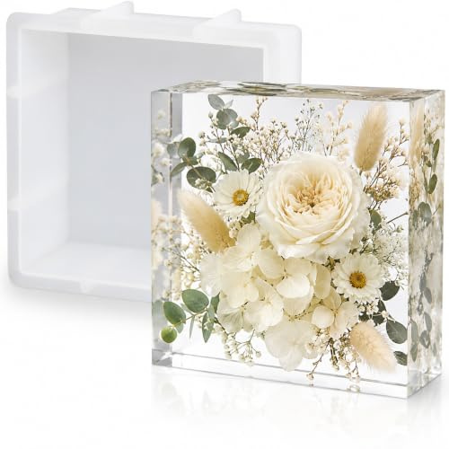 BDYLYS Large Epoxy Resin Square Silicone Mould for Flower Preservation, DIY Art & Table Decoration, Resin Casting Mould for Home Ornaments