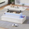 ModernLuxe LED High Gloss Coffee Table with Lift Top & 4 Drawers, White Modern Coffee Table with RGB Lights, Storage Compartments & Hidden Space, Rectangular Living Room Table 90x55x42.5cm