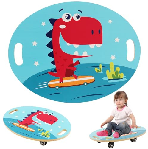 Rollbrett Kinder Kunststoff, Balance Board mit Haltegriffen und Flüsterrollen, Kinder Sportgeräte Holz Indoor Outdoor, Fördert Gleichgewicht und Motorik, Rollbrett für Jungen und Mädchen ab 3 Jahre