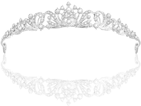 1 Stück Diadem Hochzeit, Diadem Silber Prinzessin Tiara mit Strass, Elegante Krone für Braut, Geburtstag & Kostümpartys, Hochwertiges Haaraccessoire für Damen