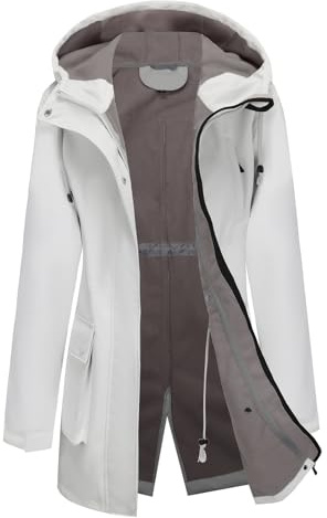 Chiguo Chaqueta impermeable ligera de invierno para mujer, abrigo cálido con forro polar, chaqueta larga de softshell