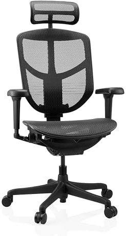 hjh OFFICE Profi Bürostuhl Enjoy Ultra GEN2 – ergonomischer Drehstuhl mit atmungsaktivem Netzstoff, höhenverstellbarer Kopfstütze & Rückenlehne, Schwarz