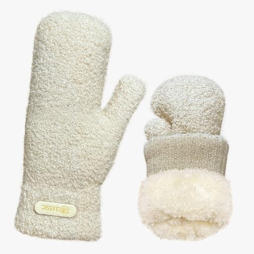 Bseical Fäustlinge Damen, Arktischer Samt Fausthandschuhe, Handschuhe Winter Fleece Skihandschuhe Wasserdicht, Thermo Winterhandschuhe