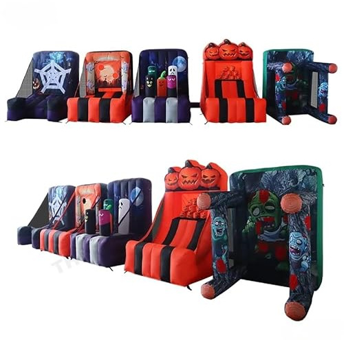 5 in 1 Halloween Themed Bundle Game Inflatable Carnival Game for Kids and Adults（25x5x6.6ft with Blower and Game Accessories）