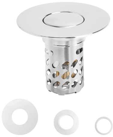 Bouchon de Lavabo avec Filtre – Bonde de Vidange en INOX Anti-Blocage pour Salle de Bain, Design Pop-Up Universel, Compatible avec Les Lavabos et Éviers de 28 à 58mm